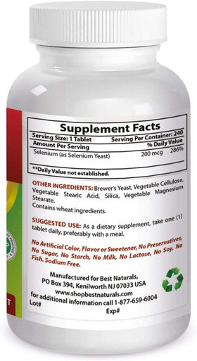 Best Naturals Selenium 200 mcg Supplement 240 Count