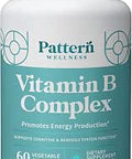 Pattern Wellness Vitamin B Complex Complete B Vitamins with Folate B6 B12 Supports Energy Brain and Heart Health NonGMO 60 Capsules