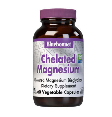 Bluebonnet Nutrition Albion Chelated Magnesium Vegetable Capsule, 200 mg, Stress Relief, Vegan, Non GMO, Gluten Free, Soy Free, Milk Free, Kosher, 60 Vegetable Capsule, 1 Month Supply