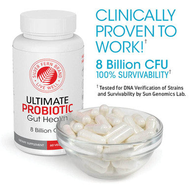 Silver Fern Ultimate Probiotic Supplement Vegicaps - Daily Metabolic Restoration, Proven Survivability, Dna Verified Multi-Strain Bacillus Probiotic Capsules (1 Bottle - 60 Capsules)