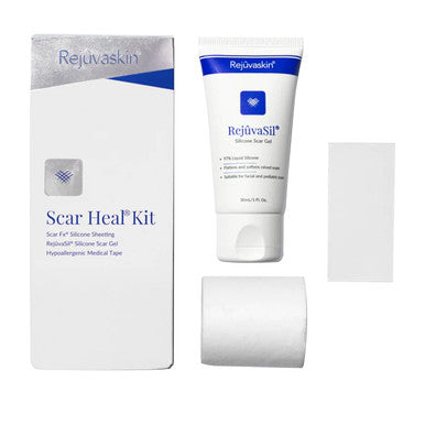 Rejuvaskin Scar Heal Kit For Small Scars, Soften, Flatten, Reduce And Recover, Silicone Sheeting, Rejuvasil Gel & Medical Tape, 1.5" X 3"