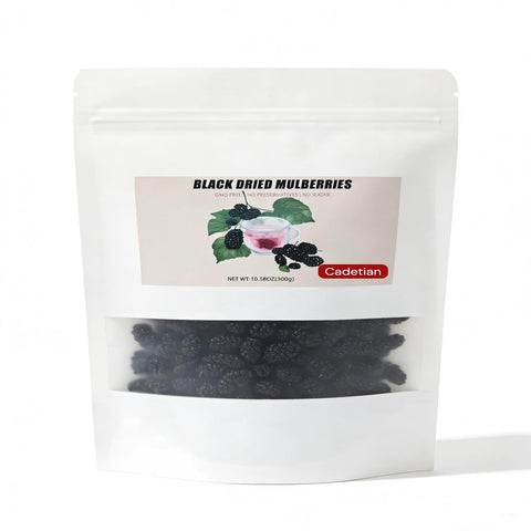 Premium Dried Black Mulberries, Wild Black Mulberry Fruit with Pure Natural Nutrients, No Sugar Added, No Additives, 10.58Oz/300g, Serve with Yogurt, Oatmeal, Salads, etc.