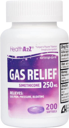 HealthA2Z Gas Relief Simethicone 250mg Fast Acting Gas Relief Bloating Pressure Discomfort