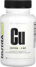Nutrabio Copper Chelate (3mg) Immune Support 90 Capsules
