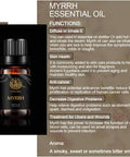 Aromatherapy Myrrh Essential Oil, 100% Pure Myrrh Scent Essential Oil for Diffuser, Humidifier, Massage, Therapeutic Grade Aromatherapy Essential Oil Myrrh Fragrance 0.33 oz - 10ml