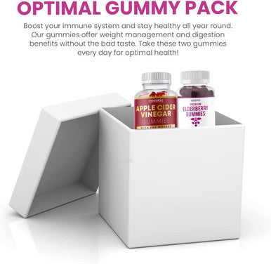 Elderberry Gummies with Zinc and Vitamin C with Apple Cider Vinegar Herbal Supplement Bundle for Potent Antioxidant Support Immune Defense and Detox Cleanse