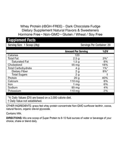 Fortifeye Vitamins Fortifeye Super Protein New Zealand Grass Fed Whey Protein Non Denatured, Dark Chocolate Fudge, 1 Pack