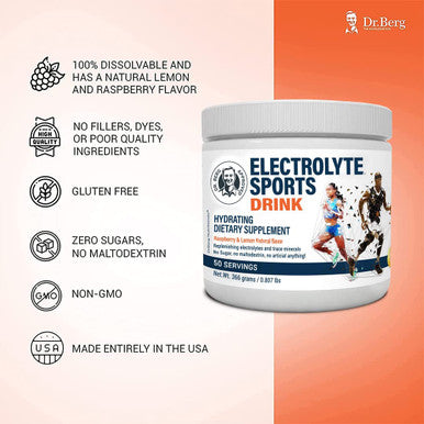 Dr. Berg's Electrolyte Sports Drink Raspberry Lemon Flavor