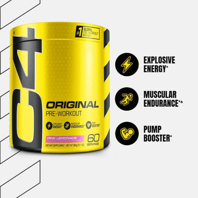 C4 Original Pre Workout Powder Pink Lemonade Sugar Free Preworkout Energy for Men & Women 150mg Caffeine + Beta Alanine + Creatine - 60 Servings