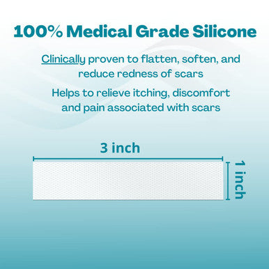 Newgel+ Advanced Silicone Scar Treatment Strip 1 Mm Thick For Optimal Occlusion To Scars From Surgery, Injury, Keloids, Burns, Reusable, 1" X 3" (3 Count) - Clear