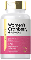 Women'S Cranberry Plus Probiotics | 120 Capsules | With 14 Probiotic Strains | Vegetarian, Non-Gmo, Gluten Free Supplement