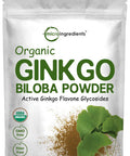 Micro Ingredients Raw Organic Ginkgo Biloba Powder, 8 Ounce (18 Months Supply), Filler Free, Supports Brain Function and Mental Alertness, No GMOs and Vegan Friendly