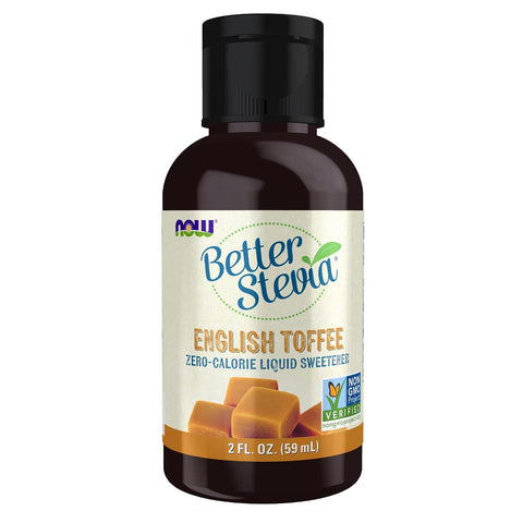 NOW Foods Better Stevia Liquid ZeroCalorie Sweetener English Toffee Low Glycemic Impact Kosher 2Ounce