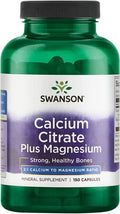 Swanson Calcium Citrate Plus Magnesium - Mineral Supplement Promoting Strong Bones Energy Production & Muscle Relaxation - May Support Cardiovascular Health - (150 Capsules)