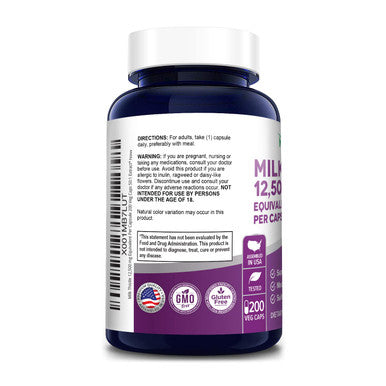 NusaPure Milk Thistle Extract 12500mg 200 Veggie Capsules (Vegetarian,Organic Milk Thistle, 50:1, Non-GMO, ) Max Strength - Standardized 80% Silymarin