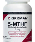 Kirkman 5-MTHF - Hypoallergenic - 120 Vegetarian Capsules - folic Acid Essential for Good Health