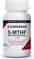 Kirkman 5-MTHF - Hypoallergenic - 120 Vegetarian Capsules - folic Acid Essential for Good Health