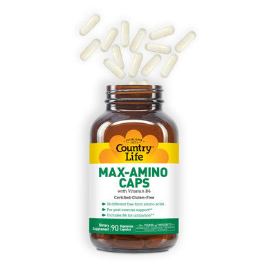 Country Life Maxi-Amino With 16 Free Form Amino Acids 90 Vegetarian Capsules Certified Gluten Free Certified Vegetarian
