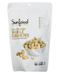 Sunfood Superfoods Organic Cashews - Raw Whole & Unsalted | 8 Oz. Bag 7 Servings | Rich Creamy Flavor For Healthy Keto Paleo Diet | 100% Pure: No Additives | Non-Gmo Vegan Gluten-
