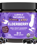 Llama Naturals Elderberry Gummies for Kids Vegan Organic Immune Support Supplement with Vitamin C and Zinc Toddler Real Fruit Gummy Vitamins for Immunity Chewable No Added Sugar Cane 120 Ct