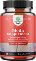 10000 mcg Pure Biotin Pills for Women Men - Stop Hair Loss Thinning Natural Supplement for Shiny Thick Hair Growth - Vegetarian Vitamin Capsules - Get Clear Skin Strong Nails by Natures Craft