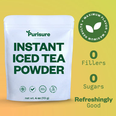 Purisure Unsweetened Iced Tea Powder Instant Black Tea Powder Real Black Tea Leaves Powdered Iced Tea Unsweetened With Zero-Calories Sugarless Instant Tea Powder 4 Oz 192 Serving Pack