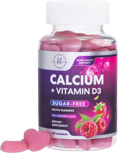 Calcium Supplements For Women + 400 Iu Vitamin D3 - Sugar-Calcium Chews Gummy For Bone & Immune Support, Supports Teeth & Bone Strength, Chewable Calcium Supplement For Women & Men - 60 Gummies