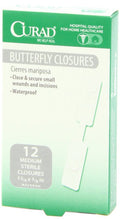 Curad Waterproof Butterfly Adhesive Bandages 1.75" x .375" 12 Count