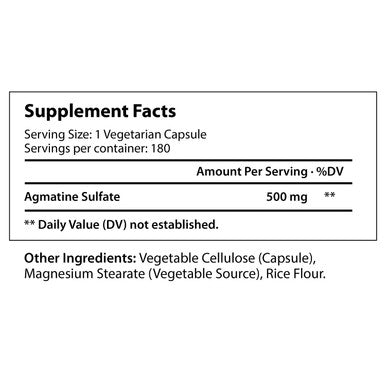 LongLifeNutri Agmatine Sulfate 500Mg - 180 Veg Caps | Pre-Workout | Nitric Oxide Supplement | Strength & Focus Booster | Supports Muscle Recovery