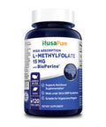 NusaPure L Methylfolate 15mg | 120 Veggie Capsules | Bioperine