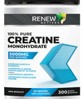 Renew Actives Creatine Monohydrate Powder, Ultimate Post Or Pre Workout Powder For Muscle Growth, Mass Gainer, And Increased Strength, 100% Pure Creatine Powder 5G Per Serving/ 60 Serving