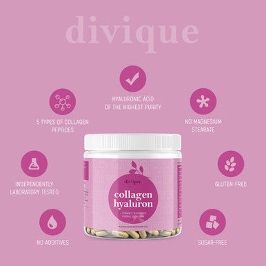 Divique Collagen Capsules Divique Collagen Hyaluron 1500mg Collagen Peptides Type 1 2 3 5 10 + Hyaluronic Acid - 270 Capsules High Dose - Vitamin C (Camu Camu) Vitamin B Complex Piperin Selenium Zinc