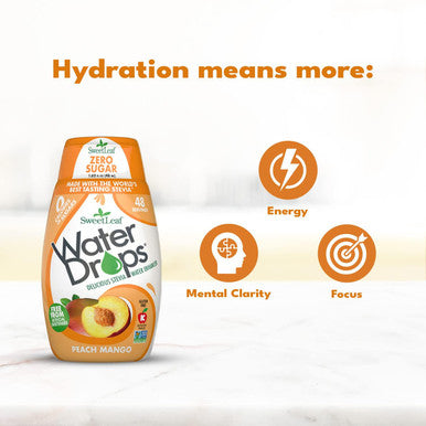 Sweetleaf Water Drops Peach Mango Sugar- Water Enhancer Drops Stevia & Monk Fruit Sweetener Water Flavoring 1.62 Oz (Pack of 6)