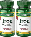 Nature'S Bounty Iron 65Mg, 325 Mg Ferrous Sulfate, Cellular Energy Support, Promotes Normal Red Blood Cell Production, 100 Tablets