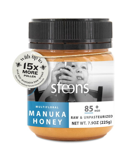 Steens Manuka Honey - MGO 85+ - Pure & Raw 100% certified multifloral Manuka Honey - Bottled and Sealed in New Zealand - 7.9oz