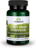 Swanson Lion's Mane Mushroom Capsules - 500 mg Each 60 Capsules - Herbal Supplement Supporting Cognitive Function