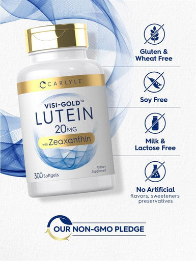 Carlyle Lutein and Zeaxanthin 20mg | 300 Softgels | Eye Health Vitamins | Non-GMO & Gluten Supplement