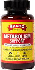 Bragg Metabolism Natural GLP-1 Support Apple Cider Vinegar Capsules - 90ct | Botanical blend, helps curb appetite between meals, gluten-free, non-GMO, vegetarian-friendly, clinicaly studied metaboliaid