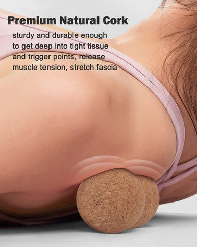 Kitwild Cork Peanut Massage Ball, Peanut Double Lacrosse Massage Ball For Deep Tissue Muscle Massage, Myofascial Release, Muscle Knots, And Yoga Therapy