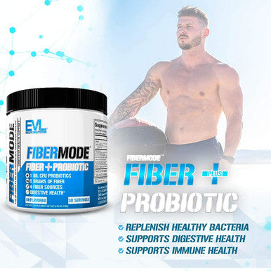 Evlution Nutrition FiberMode Fiber Plus Probiotic - 5 Grams of Fiber, Digestive Health, 1 Billion CFU Probiotics, Immune Support, 30 Servings, Unflavored