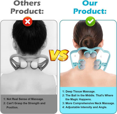 Abnaok Neck Massager, Neck Roller For Pain Relief Deep Tissue, Trigger Point Roller Massager With 6 Wheels, Handheld Shiatsu Shoulder Massage Tools, Suitable For Arm, Legs, Back, Neck Relaxer