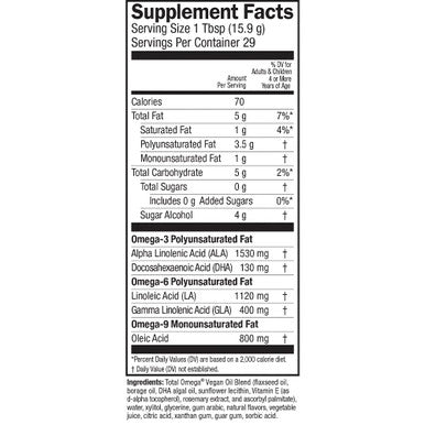 Barleans Total Omega 3 Vegan Pomegranate Blueberry Smoothie from Algal Oil Flaxseed Oil and Borage Oil 3980mg of Omega 3 6 9 Fruit Flavor Non GMO Gluten Free 16Ounce