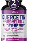 Quercetin with Vitamin C and Zinc - Quercetin 500mg - Quercetin with Bromelain - Zinc Quercetin - 120 Veggie Caps - Elderberry with zinc and Vitamin c for Adults (Non-GMO, Vegan) 2 Months Supply
