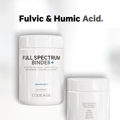 Codeage Binder + Systemic Binder Supplement - Activated Charcoal Pills Bentonite Clay Mineral Powder Fulvic & Humic Acids Molybdenum Carbon Forms - 90 Capsules