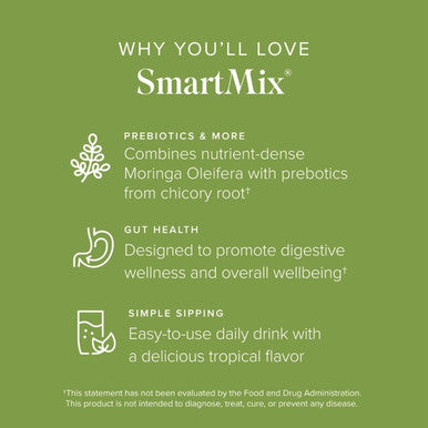 Isagenix SmartMix - A Moringa-Based Prebiotic Powder - Convenient Individual Serving Packets - 32 Servings - Light Tropical Flavor