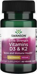 Swanson Extra Strength D3 & K2-5000 Iu & 100 mcg 60 Veg Caps