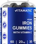 Vitamatic Iron Gummies Supplement For Women & Men - 20Mg Serving - 60 Vegan Gummies - Great Tasting Iron Gummy Vitamins With Vitamin C (60 Count (Pack Of 2))
