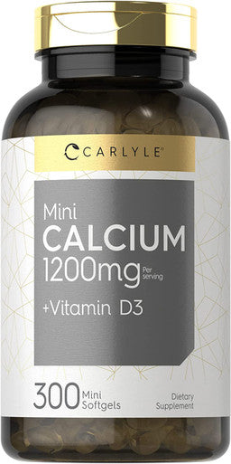 Calcium With D3 | 1200Mg | 300 Mini Softgels | Non-Gmo And Gluten Free Supplement | By Carlyle