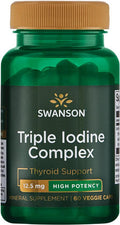 Swanson Triple Iodine Complex-Natural Supplement for Vital Thyroid Support-Promotes Metabolic Function Increased Red Blood Cell Production & Heart Health-(60 Veggie Capsules 12.5mg Each) 1 Pack