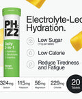 Phizz Electrolytes Multivitamin & Hydration Tablets - 20 Effervescent Rehydration Electrolyte Tablets - 18 Vitamins & Minerals Vitamin C Vegan Vegetarian & Low Calorie (Lemon)
